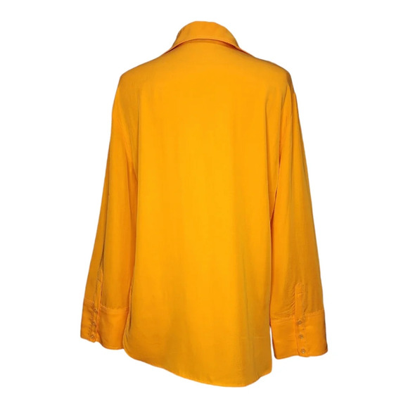 ZARA Satin Oversized Flowy Shirt Bright Orange Sz M - Picture 4 of 8